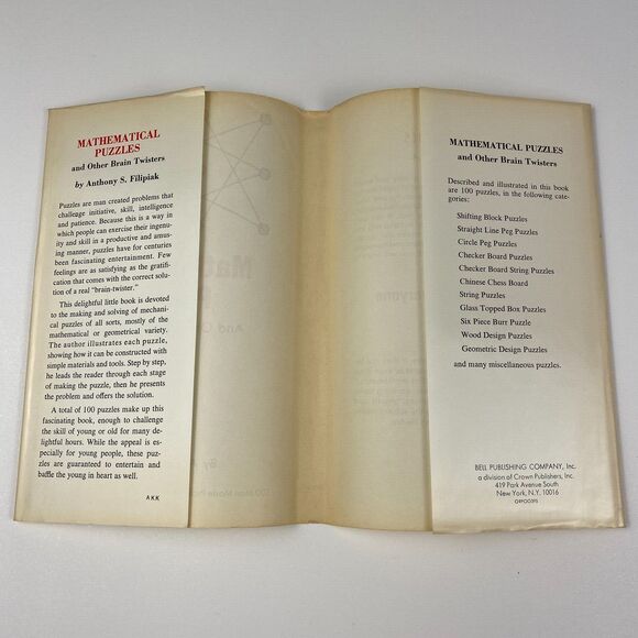 Mathematical Puzzles & Other Brain Twisters by Filipiak VTG 1966 HC 100 Problems - Picture 4 of 12